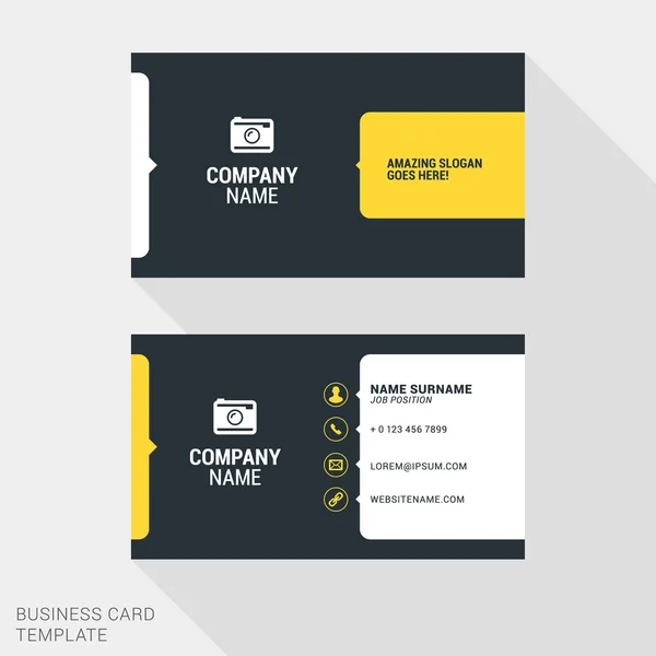 Creative and Clean Business Card Vector Print Template. Векторная иллюстрация плоского стиля. Канцелярский дизайн — стоковый вектор