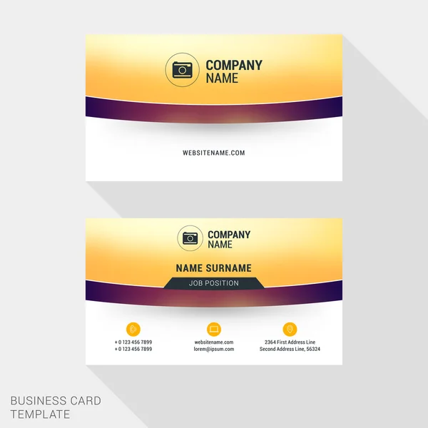 Creative and Clean Business Card Vector Print Template. Векторная иллюстрация плоского стиля. Канцелярский дизайн — стоковый вектор