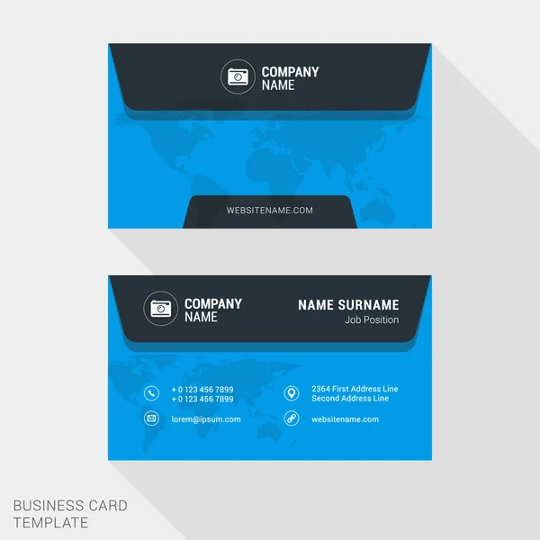 Creative and Clean Business Card Vector Print Template. Векторная иллюстрация плоского стиля. Канцелярский дизайн — стоковый вектор