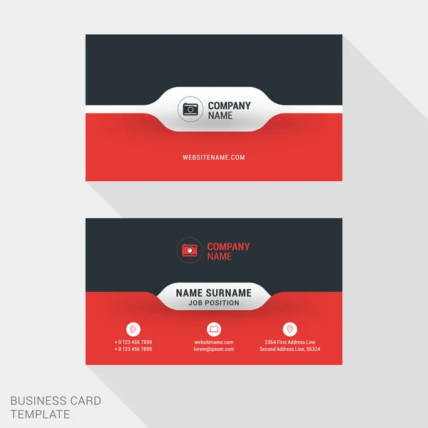 Creative and Clean Business Card Vector Print Template. Векторная иллюстрация плоского стиля. Канцелярский дизайн — стоковый вектор