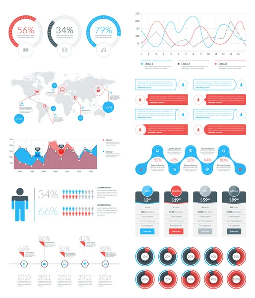 Set of Vector Infographic Elements and Objects for Brochures, Flyers and Websites. Flat Style Vector Illustration — Stock Vector