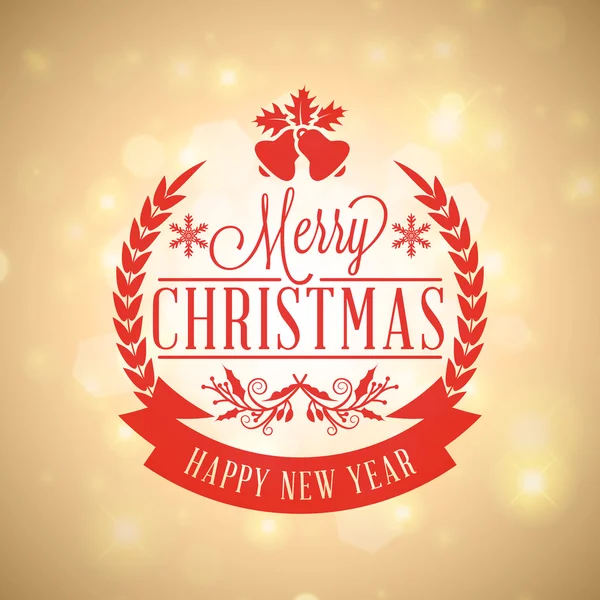 Merry Christmas Greeting Card. Vintage Typographic Red Badge on Light Background. Vector Illustration