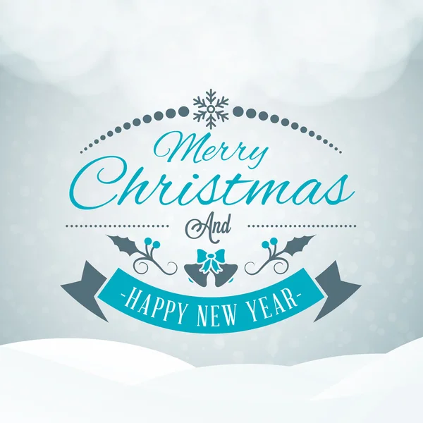 ヴィンテージ表記バッジとクリスマスはがき装飾。メリー クリスマスと新年あけましておめでとうございます。ベクトル図 — ストックベクタ