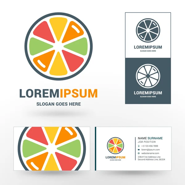 Vector Logo Template. Fresh Orange, Lemon, Lime, Grapefruit Juice Concept Logo — Stockový vektor