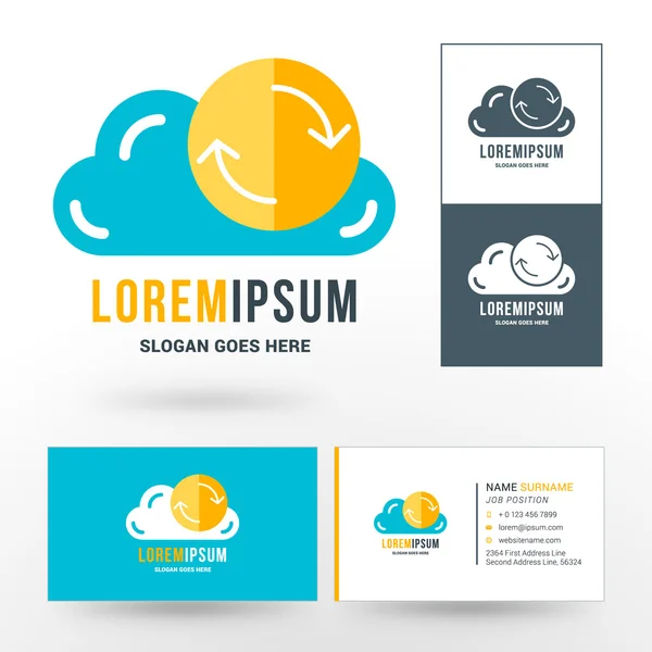 Vector Logo Template. Cloud Icon with Update Symbol. Logo for Cloud Storage Service — Stockový vektor