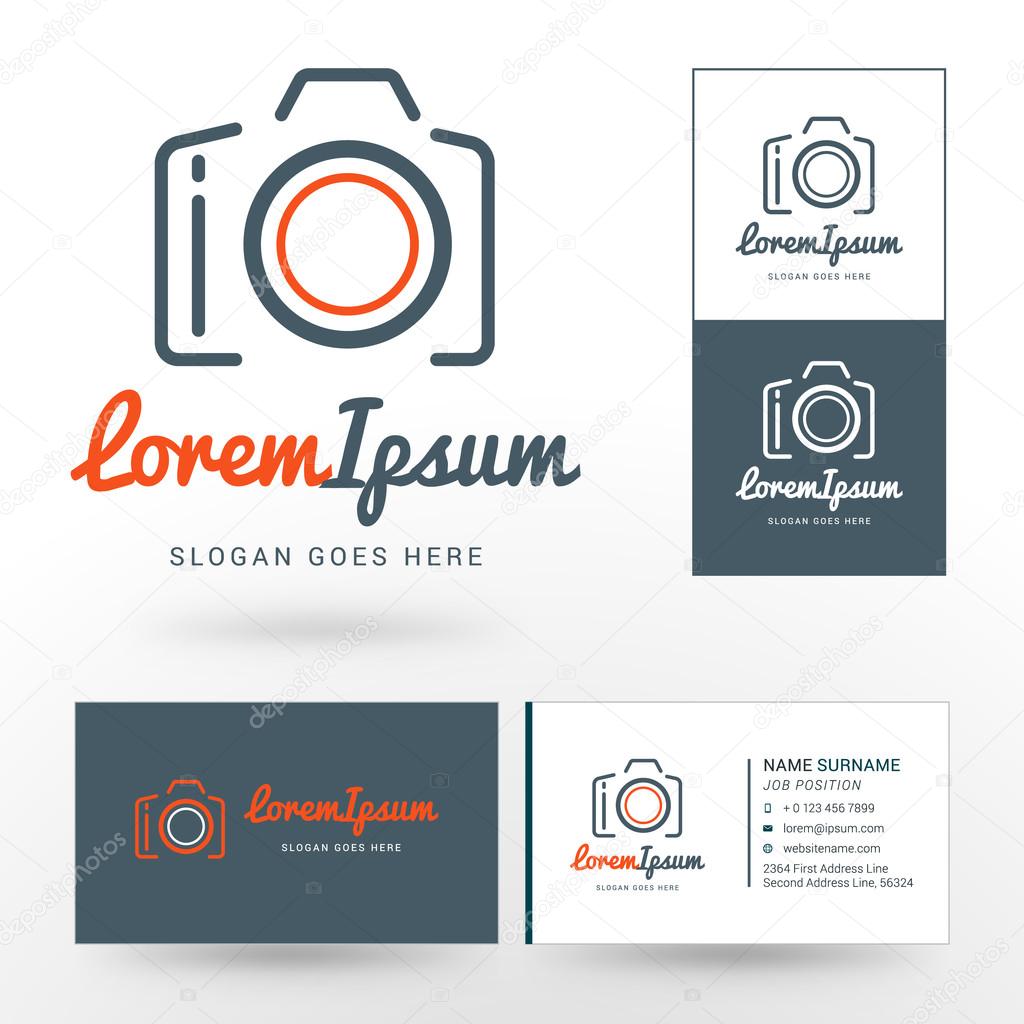 Vector Logo Template. Thin Line Vector Camera. Logo for Photographer or Studio