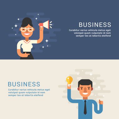 People Profession Concept. Businessman. Male and Female Cartoon Characters. Flat Design Concepts for Web Banners and Promotional Materials clipart