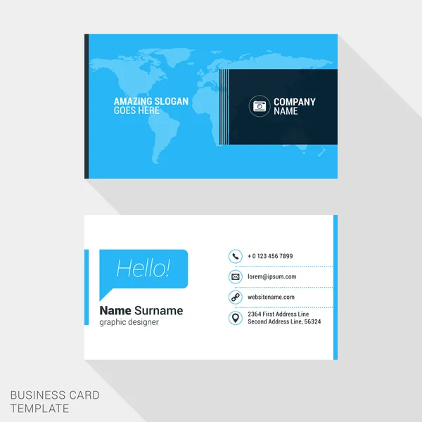 Creative Business Card Print Template. Flat Design Vector Illustration. Stationery Design — 스톡 벡터
