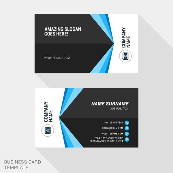 Creative Business Card Print Template. Flat Design Vector Illustration. Stationery Design — 스톡 벡터