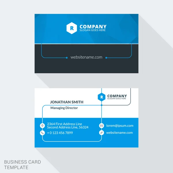 Creative Business Card Print Template. Flat Design Vector Illustration. Stationery Design — Wektor stockowy