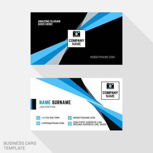 Creative Business Card Print Template. Flat Design Vector Illustration. Stationery Design — Stock Vector