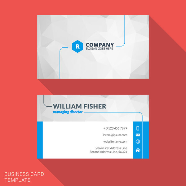 Creative Business Card Print Template. Flat Design Vector Illustration. Stationery Design