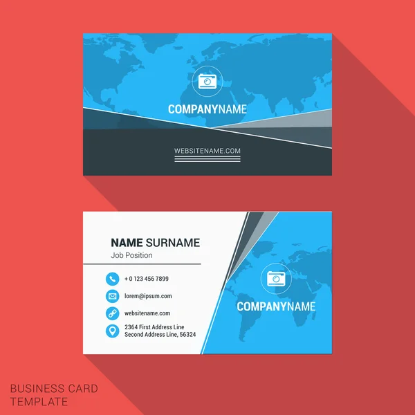 Creative Business Card Print Template. Flat Design Vector Illustration. Stationery Design — Διανυσματικό Αρχείο