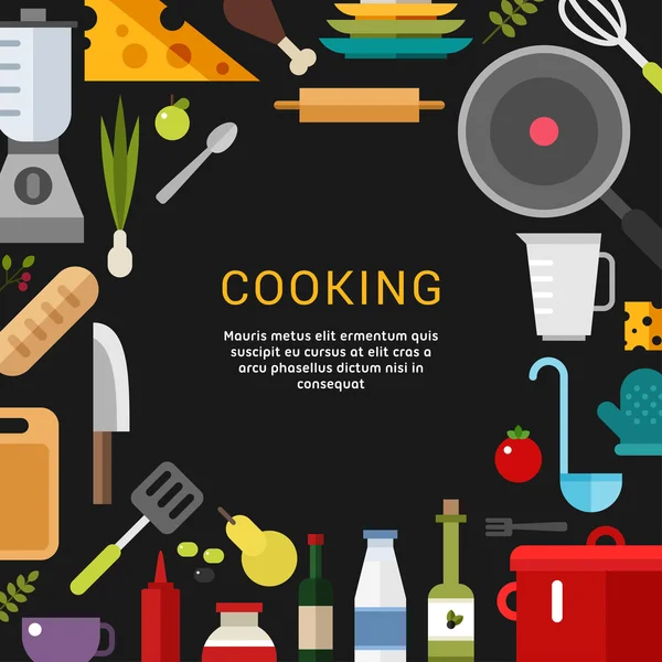 Concepto de cocina. Ilustración vectorial en estilo de diseño plano para banners web o materiales promocionales — Archivo Imágenes Vectoriales