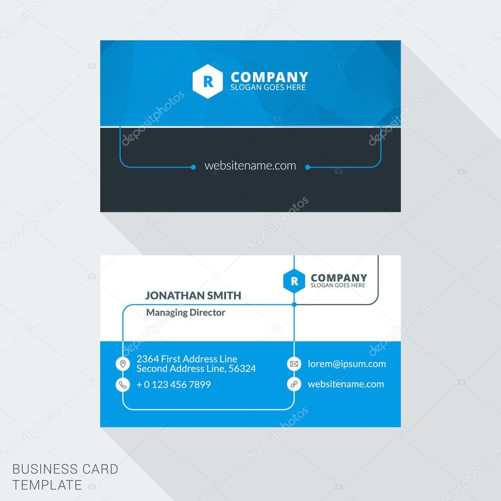 Creative Business Card Print Template. Flat Design Vector Illustration. Stationery Design