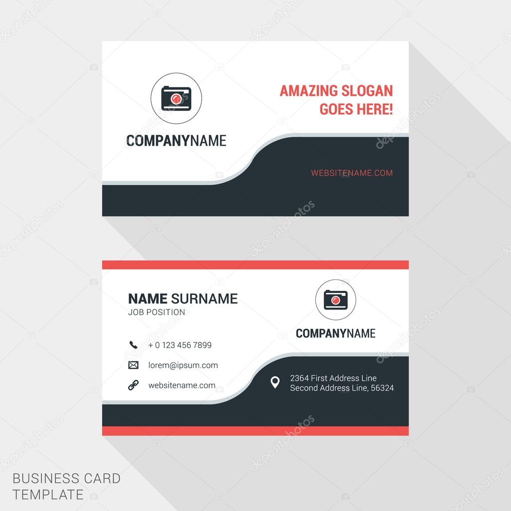 Creative Business Card Print Template. Flat Design Vector Illustration. Stationery Design