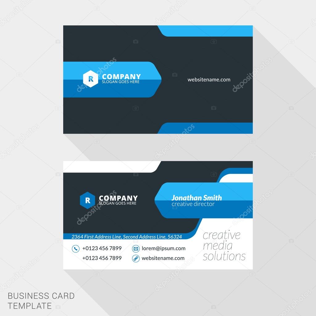 Creative Business Card Print Template. Flat Design Vector Illustration. Stationery Design