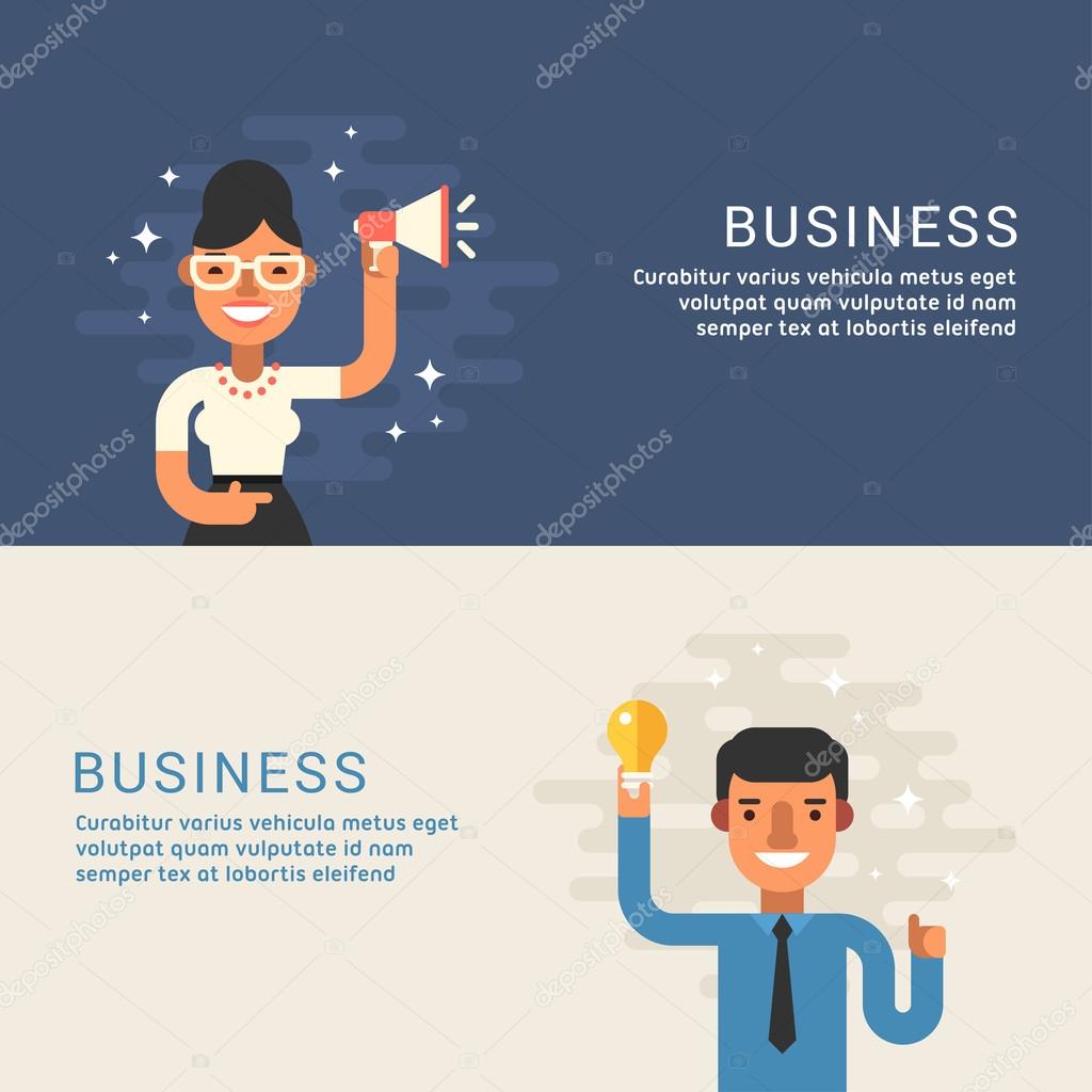 People Profession Concept. Businessman. Male and Female Cartoon Characters. Flat Design Concepts for Web Banners and Promotional Materials