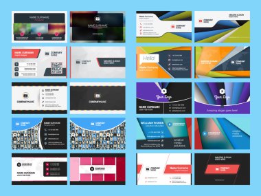 Set of Creative and Clean Business Card Print Templates. Flat Style Vector Illustration. Stationery Design
