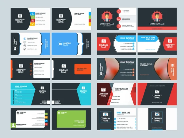 Ensemble de modèles d'impression de cartes de visite créatives et propres. Illustration vectorielle de style plat. Conception de papeterie — Image vectorielle