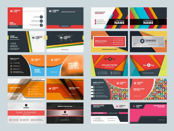 Set of Creative and Clean Business Card Print Templates. Flat Style Vector Illustration. Stationery Design — 图库矢量图片