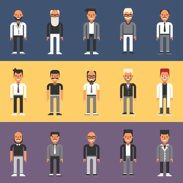 Set of Flat Design People Characters. Male Characters Set. Businessmen — Stock vektor