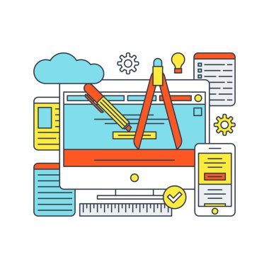 İnce çizgi düz kavramı tasarlamak Web tasarımı için