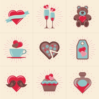 St Sevgililer günü vektör tasarım unsurları ayarlayın. Aşk, evlilik ya da romantik Dekoratif simgeler Dating