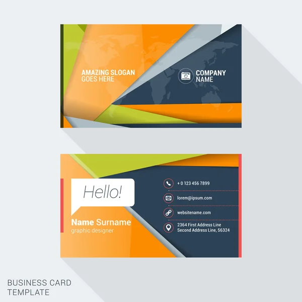 Modern Creative Business Card Template. Flat Design Vector Illustration. Stationery Design — Stock Vector