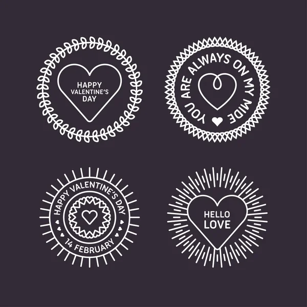 Set of Decorative Circle Frames with Hearts. Happy Valentines Day Celebration. Vector Design Elements for Greeting Card — Stok Vektör