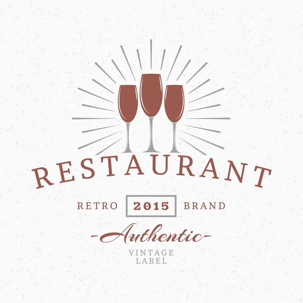 Wine Glasses. Vintage Retro Design Elements for Logotype, Insignia, Badge, Label. Business Sign Template. Textured Background — ストックベクタ