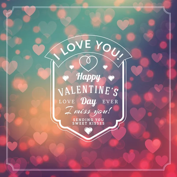 Sevgililer günü tebrik kartı arka plan ve ışık Bokeh kalpler. Sevgililer günü kartı, Sevgililer etiket. Vektör çizim Eps 10 — Stok Vektör