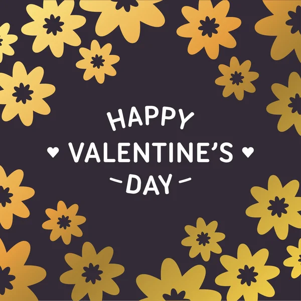 Goldener dekorativer floraler Hintergrund. fröhliche Valentinstagsfeier. Vektor-Designelement für Grußkarte — Stockvektor