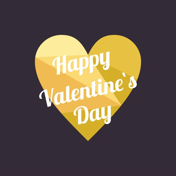 Happy Valentines Day groeten Card. Golden veelhoekige hart. Vector Design Element voor wenskaart — Stockvector