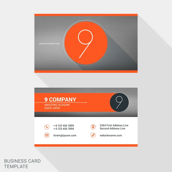 Creative and Clean Business Card or Name Badge Template. Логотип номер 9. Векторная иллюстрация плоского дизайна. Канцелярский дизайн — стоковый вектор