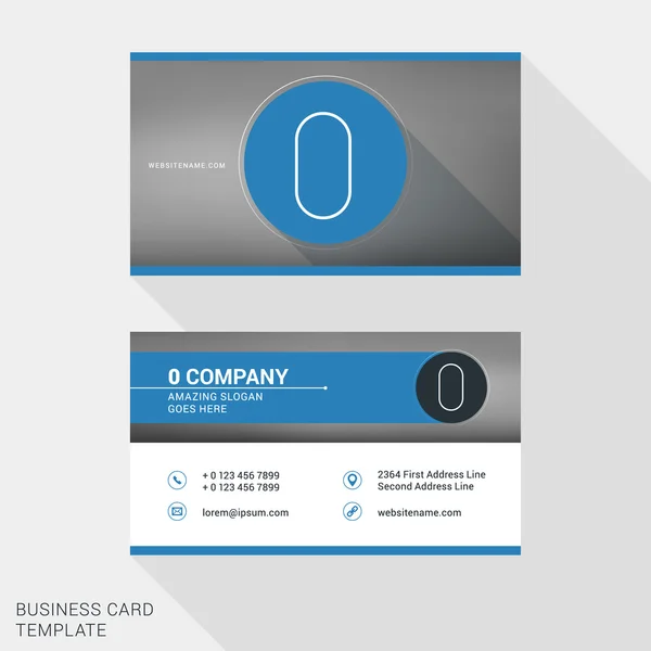 Creative and Clean Business Card or Name Badge Template. Логотип номер 0. Векторная иллюстрация плоского дизайна. Канцелярский дизайн — стоковый вектор