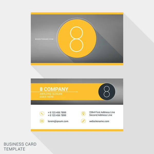 Creative and Clean Business Card or Name Badge Template (dalam bahasa Inggris). Logotype nomor 8. Ilustrasi Vektor Rancangan Datar. Desain Peralatan - Stok Vektor