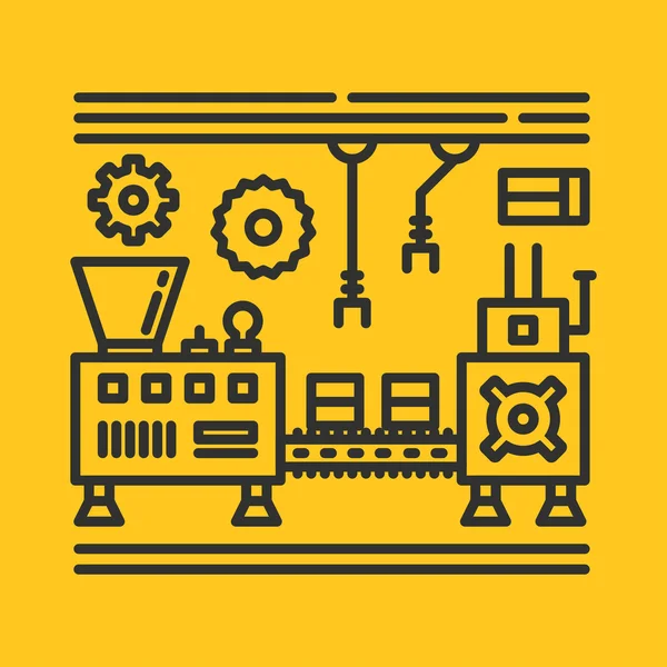 Ilustración de vectores de arte de línea para procesamiento abstracto de fábrica. Elementos de diseño para el sitio web — Archivo Imágenes Vectoriales