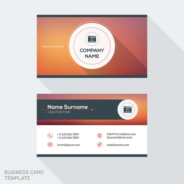 Creative Business Card Vector Template. Векторная иллюстрация плоского дизайна. Канцелярский дизайн — стоковый вектор