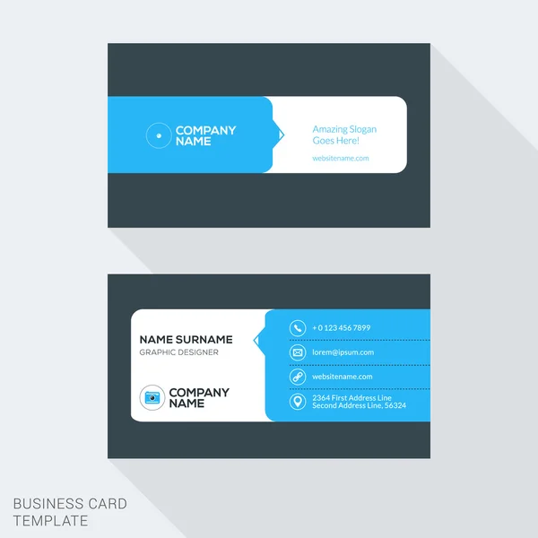 Creative Business Card Vector Template. Векторная иллюстрация плоского дизайна. Канцелярский дизайн — стоковый вектор