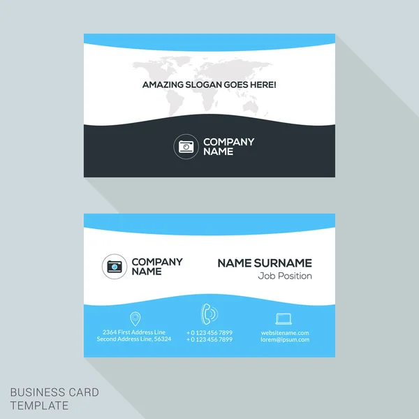Creative Business Card Vector Template. Векторная иллюстрация плоского дизайна. Канцелярский дизайн — стоковый вектор