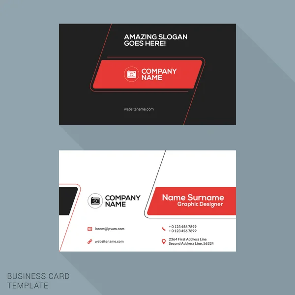 Creative Business Card Vector Template. Flat Design Vector Illustration. Stationery Design — Stock Vector