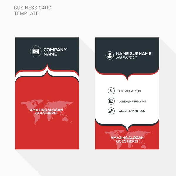 Creative Business Card Vector Template. Векторная иллюстрация плоского дизайна. Канцелярский дизайн — стоковый вектор