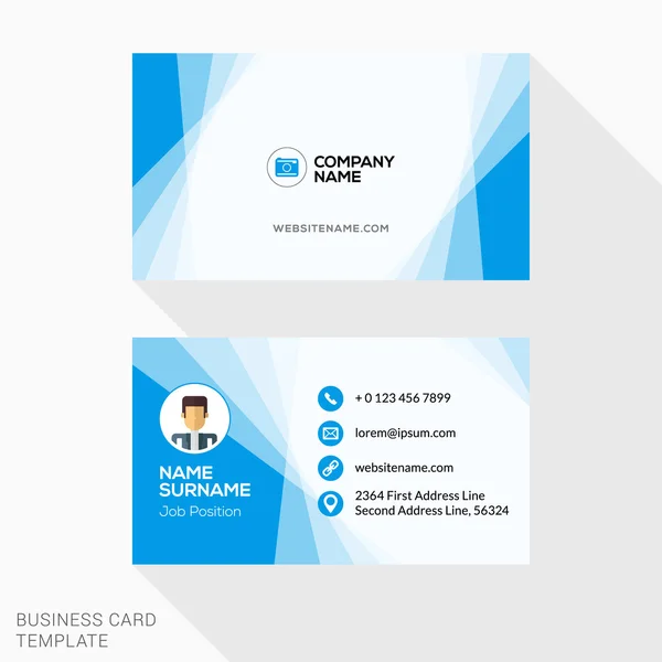 Creative Business Card Vector Template. Векторная иллюстрация плоского дизайна. Канцелярский дизайн — стоковый вектор