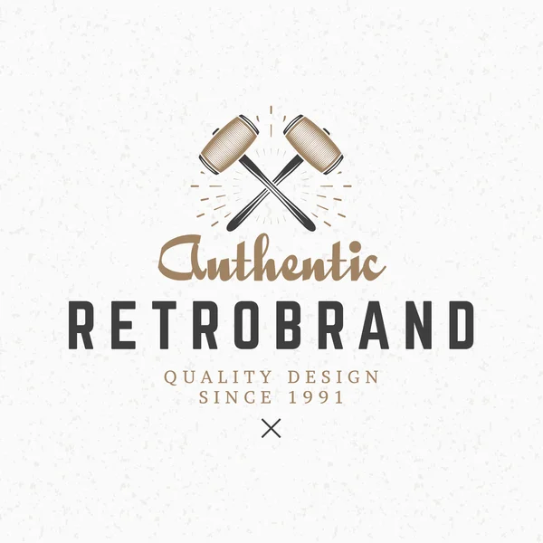 Crossed Sledgehammers. Vintage Retro Design Elements for Logotype, Insignia, Badge, Label. Business Sign Template. Textured Background — Stockový vektor