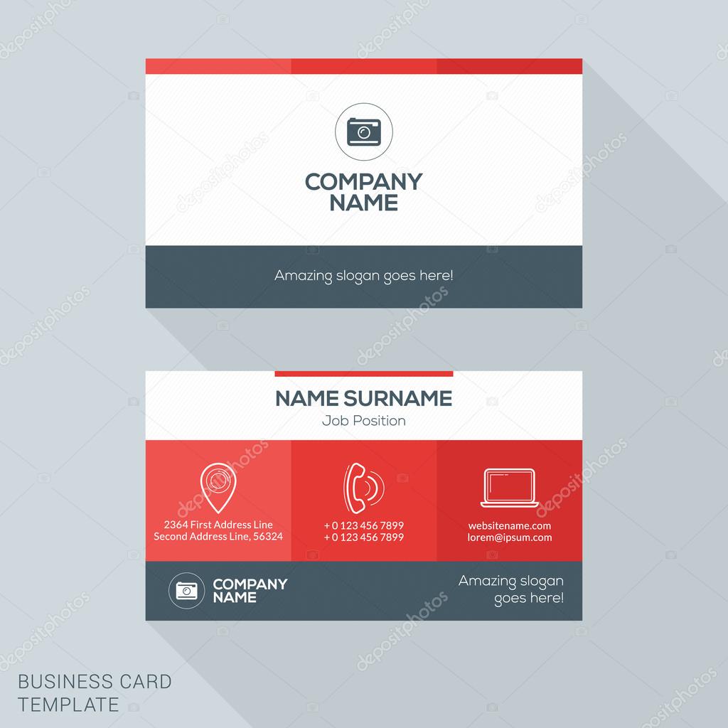 Creative Business Card Vector Template. Flat Design Vector Illustration. Stationery Design