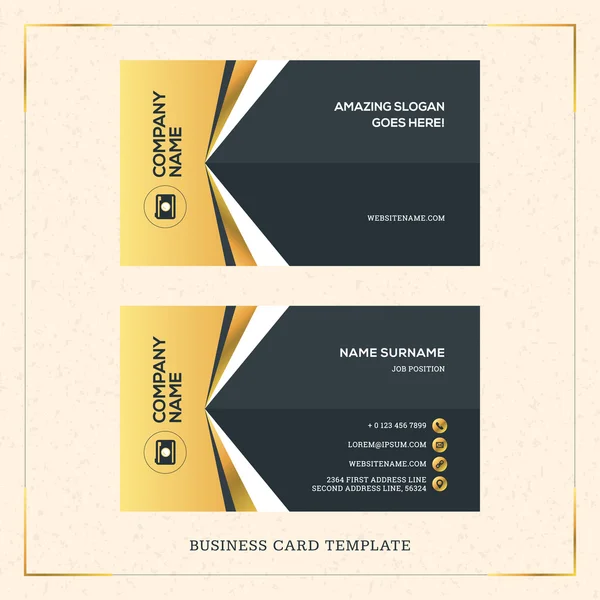 Modern Creative Golden Business Card Vector Template. Vector Illustration. Stationery Design. Gold and Black — Stock Vector