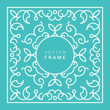 Vector Floral Frame. Line Art Vector Design Template