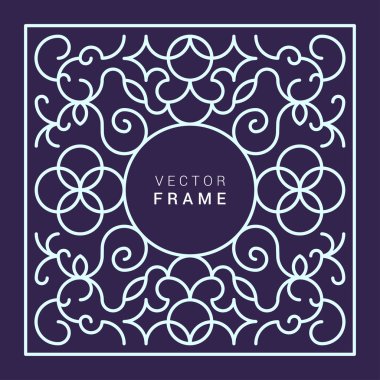 Vector Floral Frame. Line Art Vector Design Template