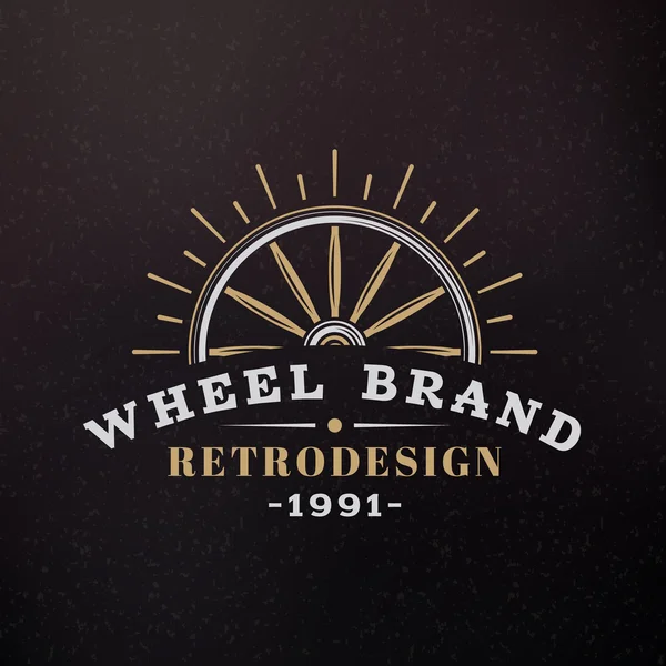 Wooden Wheel. Vintage Retro Design Elements for Logotype, Insignia, Badge, Label. Business Sign Template. Textured Background — Stok Vektör